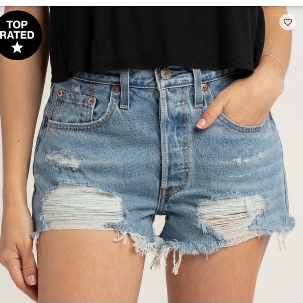 Levi’s genuine 501 Denim frayed distressed cut off Shorts Sz 27 festival boho